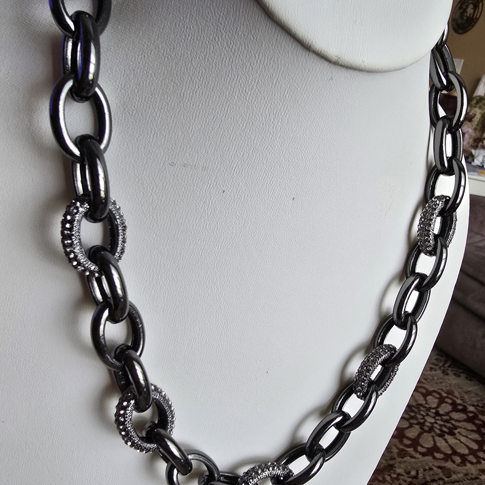Coldwater Creek Black and Silver Statement Necklace